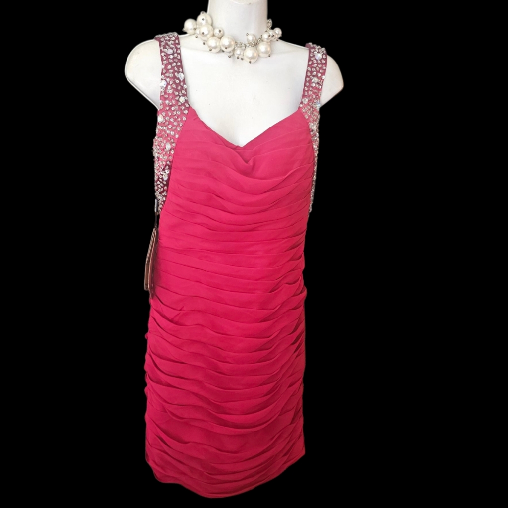 Jj's House Elegant Burgundy Sleeveless Dress